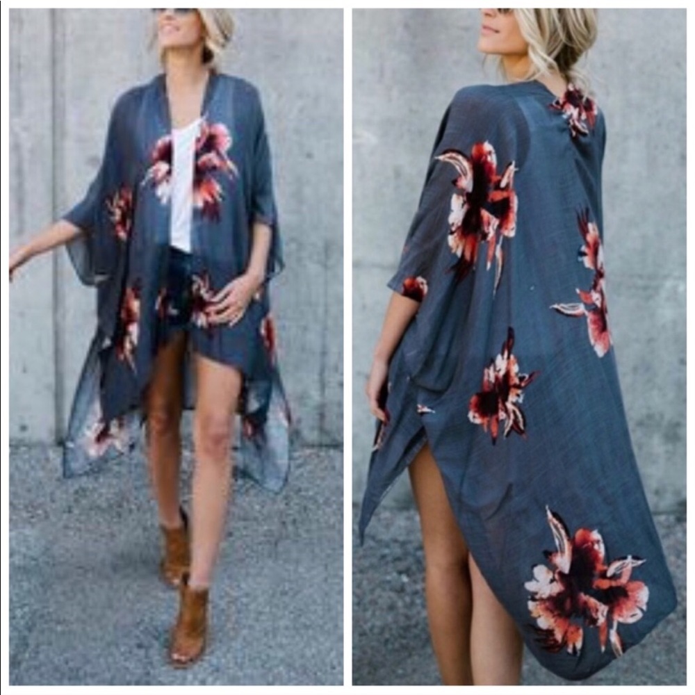 BACK IN STOCK 🌸 floral print kimono boho ivory - Picture 4 of 5